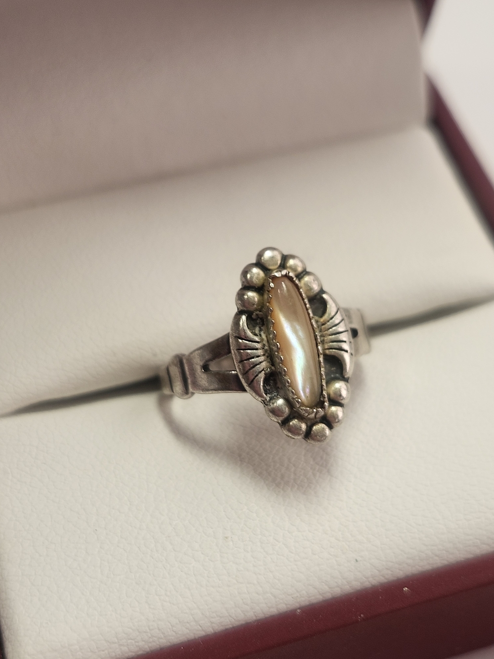 Bell Trading Post Ring Silver MOP Stone Sterling 925 Size 6